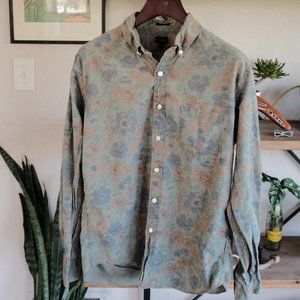 J. Crew Button Down Shirt Floral Green Paisley